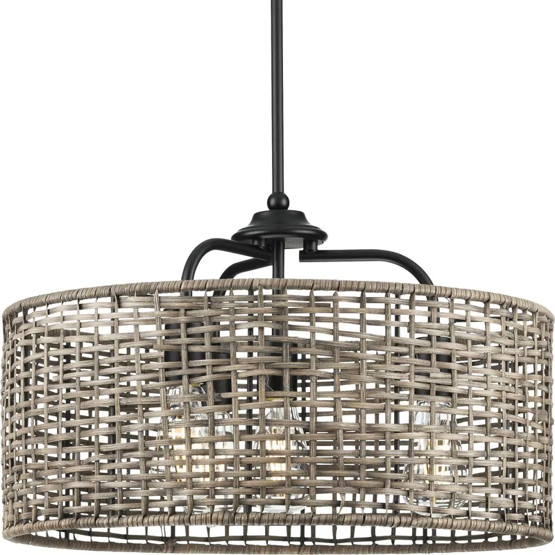 Lavelle Collection Four-Light Mocha finish Rattan Hanging Pendant Light — Progress Lighting LED Landscape Lights  