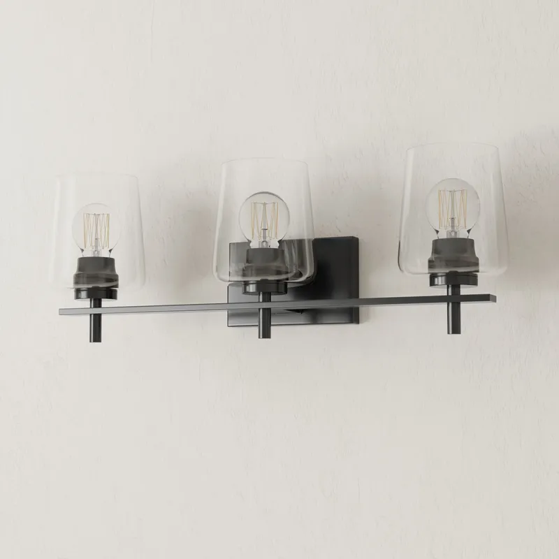 Calais Collection Three-Light Clear Glass Bath Vanity Light — Progress Lighting LED Wall Lights  