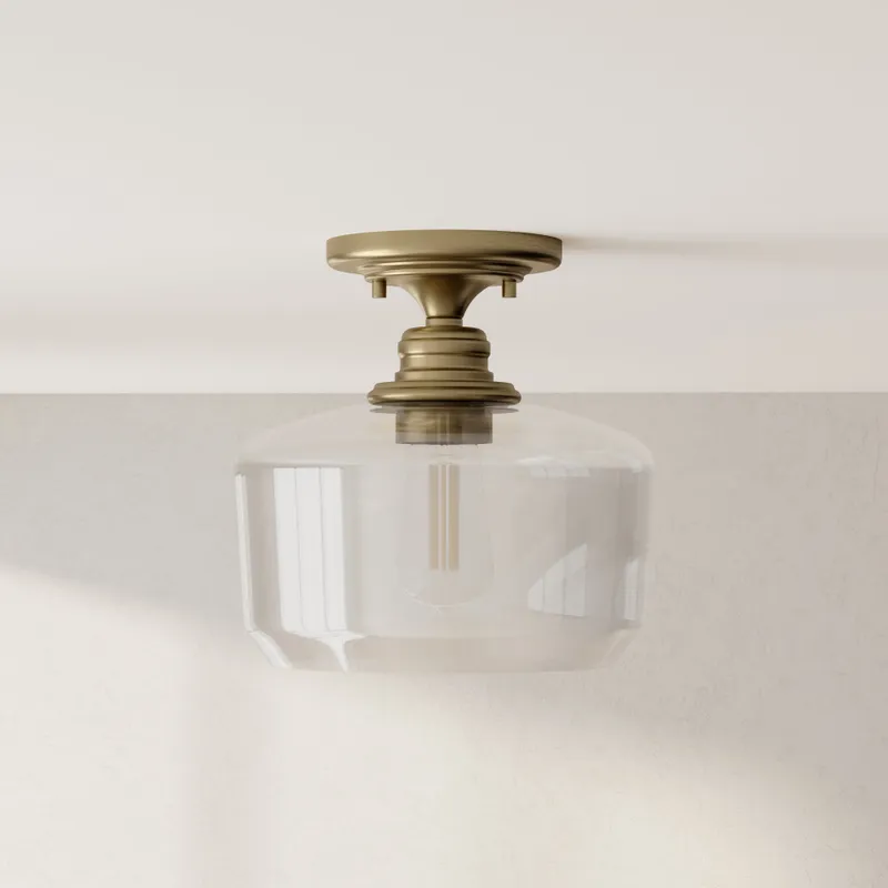 Aiken Collection One-Light Clear Glass Flush Mount Light — Progress Lighting LED Post Top Lights  