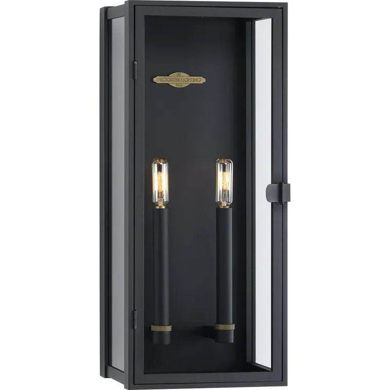 Stature Collection Two-Light Clear Glass Large Outdoor Wall Lantern — Progress Lighting LED Wall Lights  