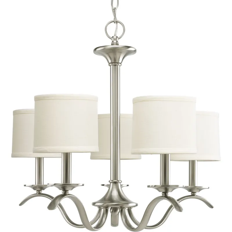 Inspire Collection Five-Light Off-White Linen Shade Chandelier Light — Progress Lighting LED Landscape Lights  