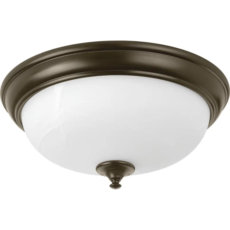 One-Light 15" LED Alabaster Glass Flush Mount — Progress Lighting LED Post Top Lights  
