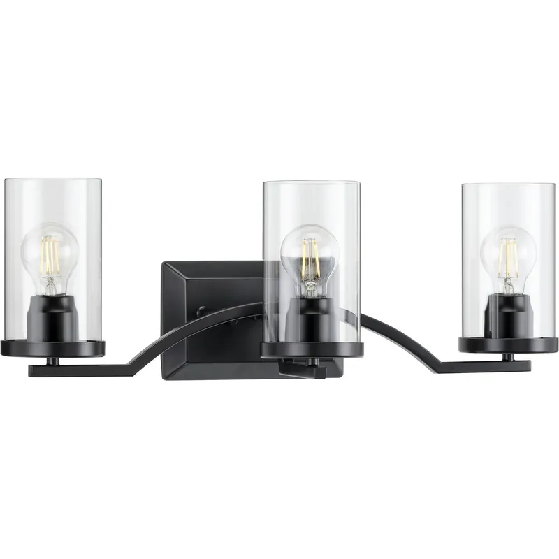 Lassiter Collection Three-Light Clear Glass Bath Vanity Light — Progress Lighting LED Wall Lights  
