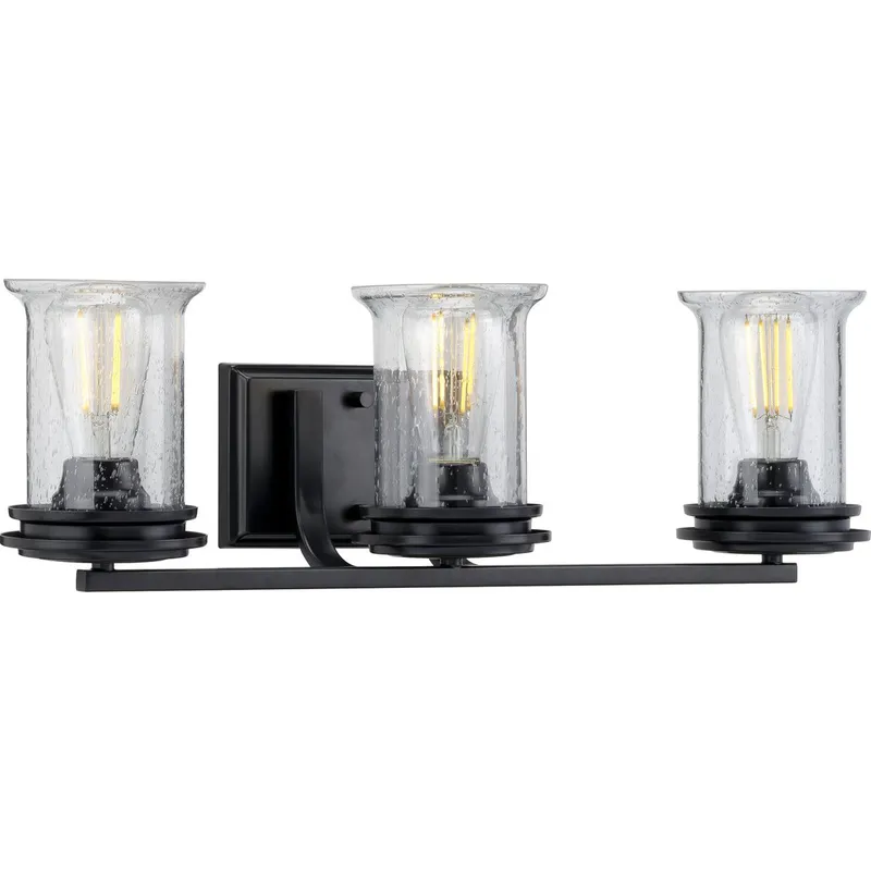 Winslett Collection Three-Light Clear Seeded Glass Bath Vanity Light — Progress Lighting LED Wall Lights  