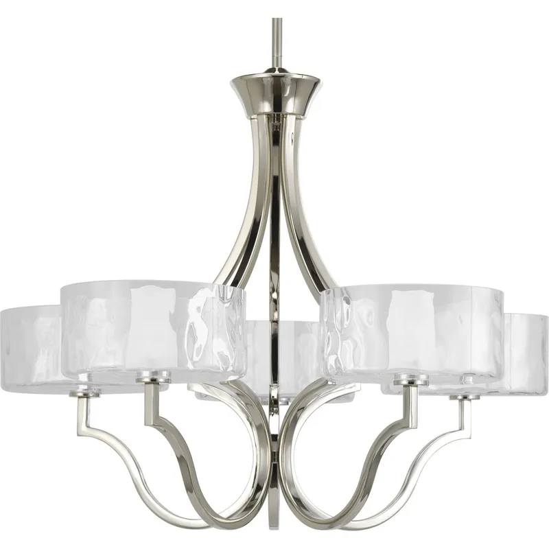 Caress Collection Five-Light Clear Water Glass Chandelier Light — Progress Lighting LED Landscape Lights  