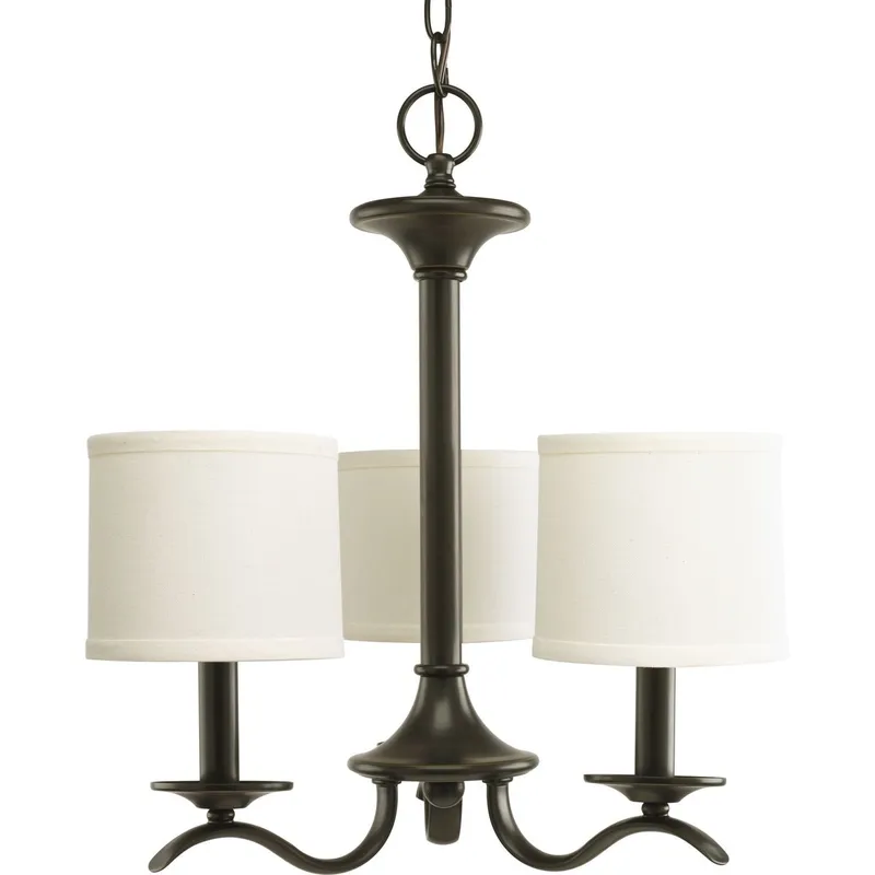 Inspire Collection Three-Light Off-White Linen Shade Chandelier Light — Progress Lighting LED Landscape Lights  