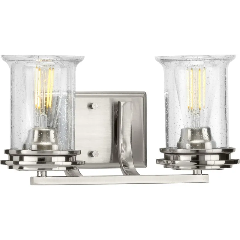 Winslett Collection Two-Light Clear Seeded Glass Bath Vanity Light — Progress Lighting LED Wall Lights  