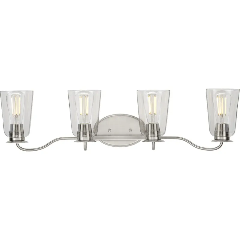 Durrell Collection Four-Light Clear Glass Bath Vanity Light — Progress Lighting LED Wall Lights  