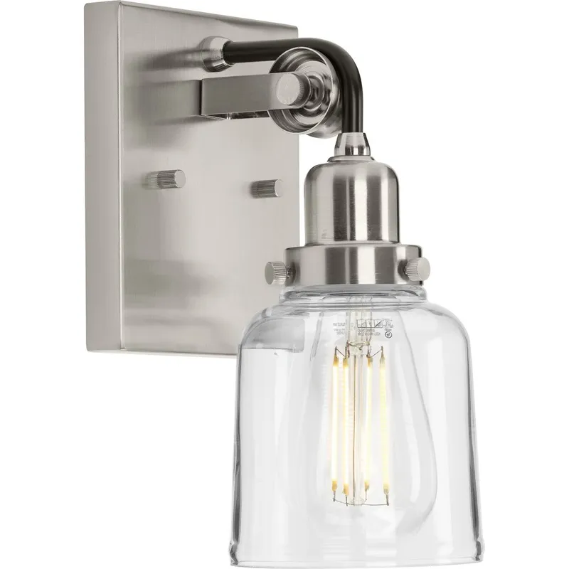 Rushton Collection One-Light Clear Glass Bath Vanity Light — Progress Lighting LED Wall Lights  