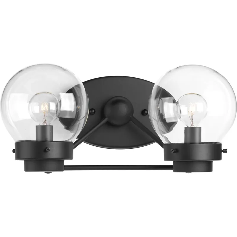 Spatial Collection Two-Light Clear Glass Bath Vanity Light — Progress Lighting LED Wall Lights  