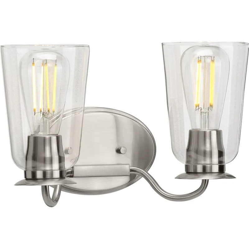 Durrell Collection Two-Light Clear Glass Bath Vanity Light — Progress Lighting LED Wall Lights  