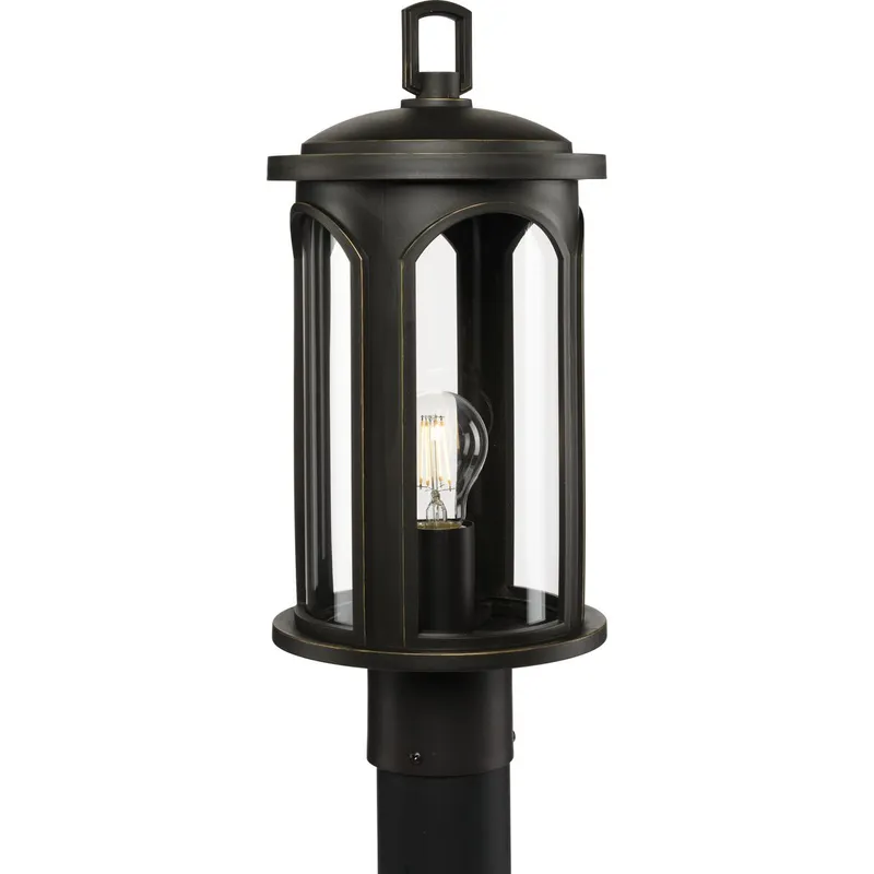 Gables Collection One-Light Clear Glass Outdoor Post Lantern with DURASHIELD — Progress Lighting LED Lighting Controls  