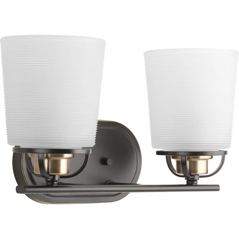 West Village Collection Two-Light Etched Double Prismatic Glass Bath Vanity Light — Progress Lighting LED Wall Lights  