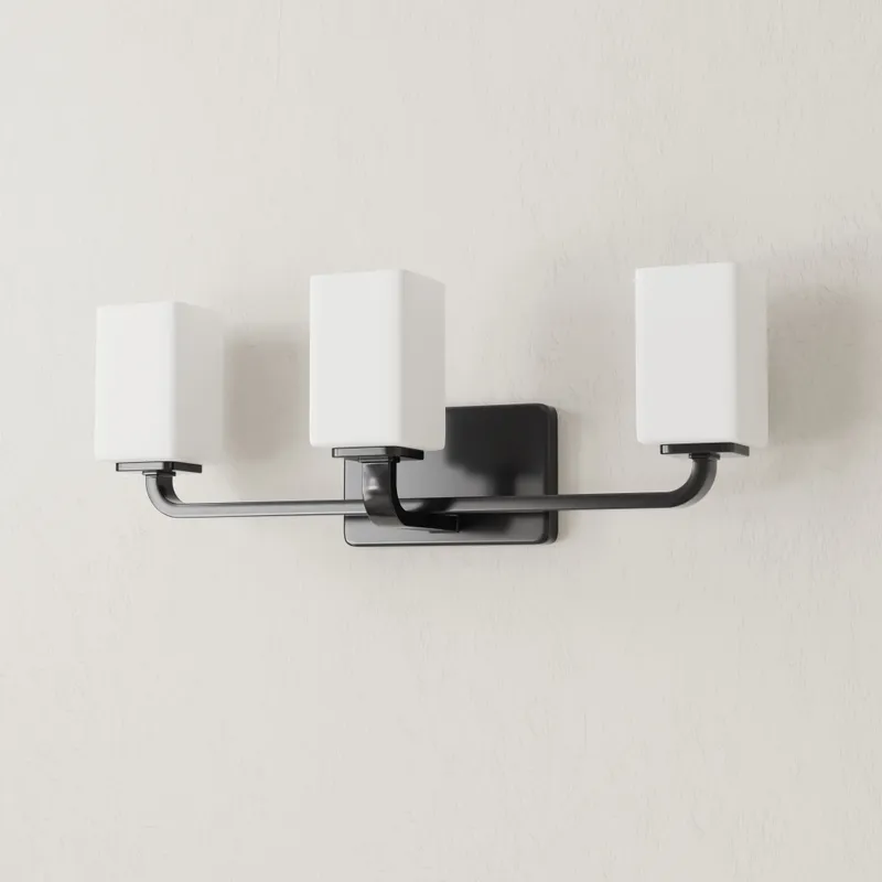 Cowan Collection Three-Light Etched Opal Glass Bath Vanity Light — Progress Lighting LED Wall Lights  