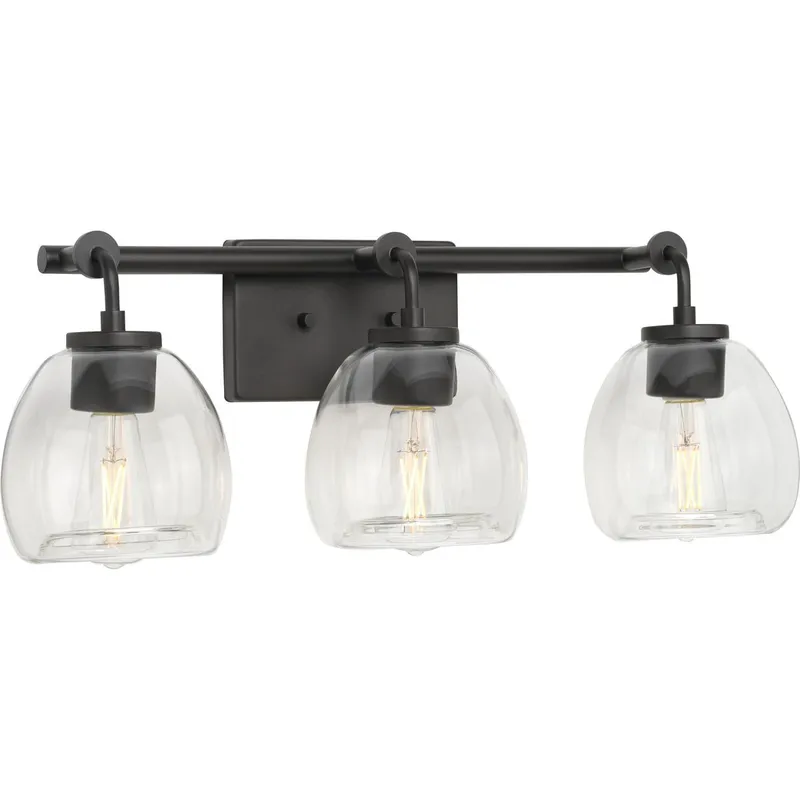 Caisson Collection Three-Light Clear Glass Bath Vanity Light — Progress Lighting LED Wall Lights  