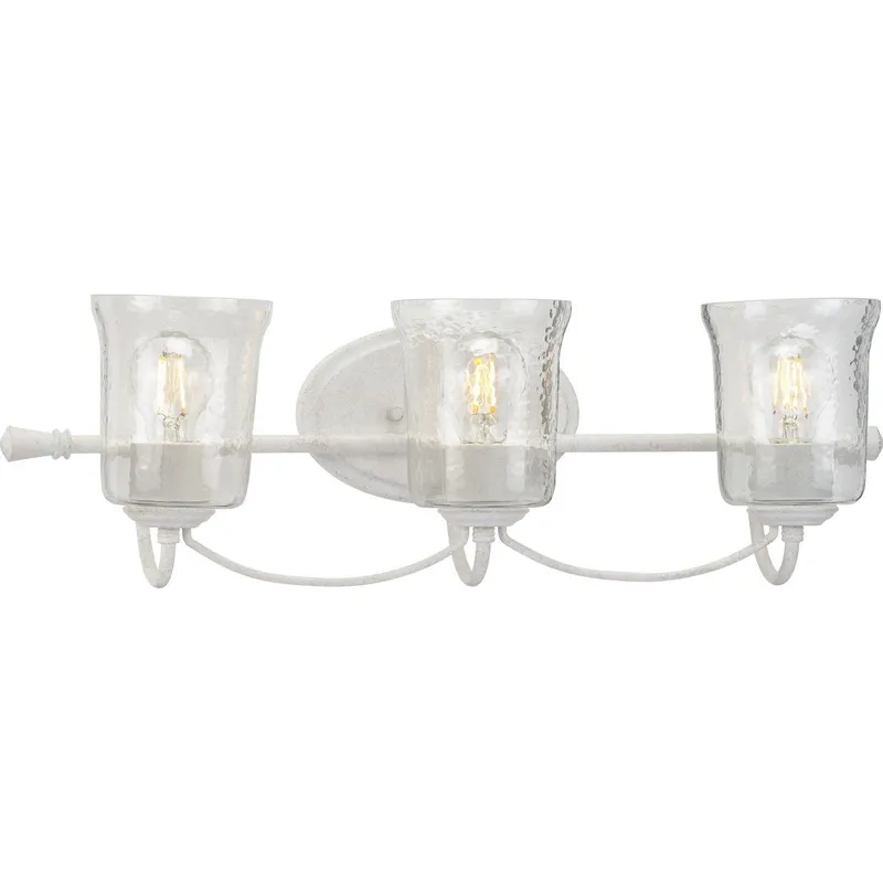 Bowman Collection Three-Light Clear Chiseled Glass Bath Vanity Light — Progress Lighting LED Wall Lights  