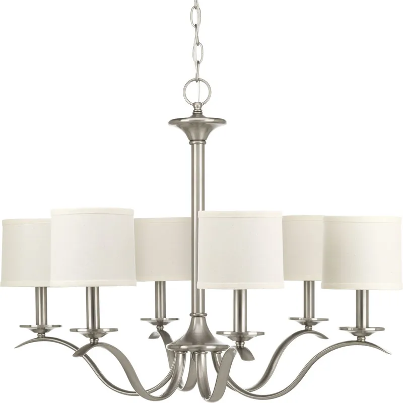 Inspire Collection Six-Light White Linen Shade Chandelier Light — Progress Lighting LED Landscape Lights  