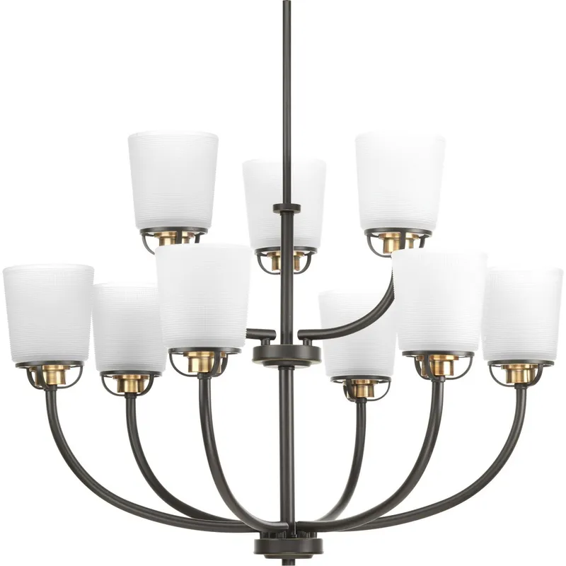 West Village Collection Nine-Light Etched Double Prismatic Glass Chandelier Light — Progress Lighting LED Landscape Lights  