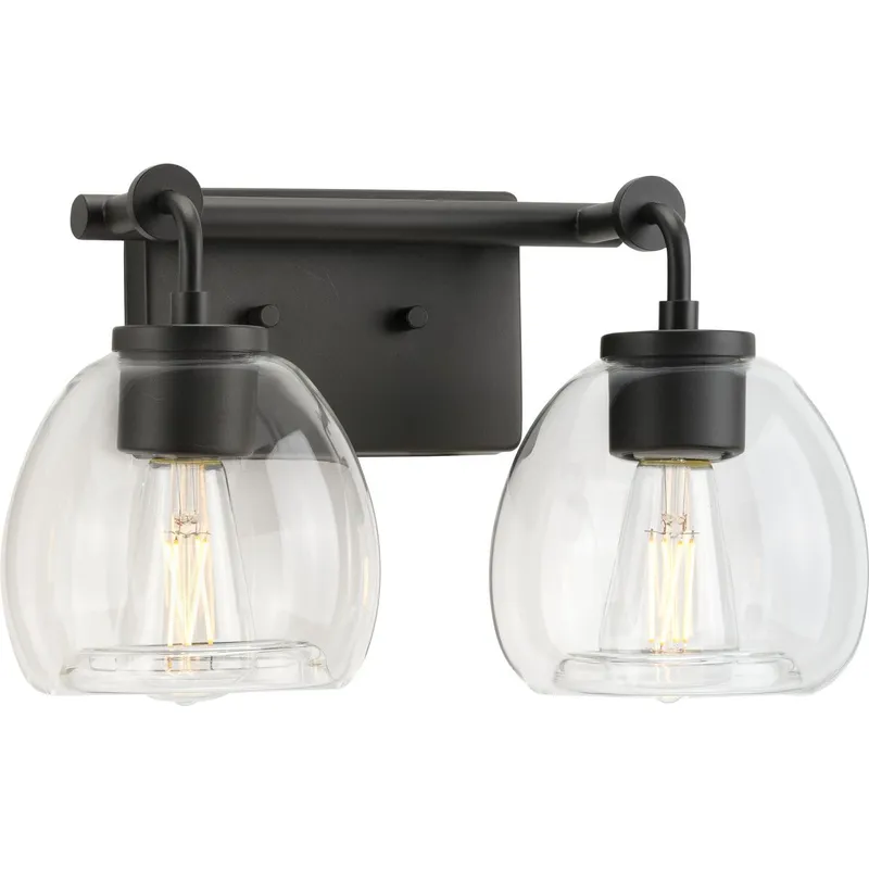 Caisson Collection Two-Light Clear Glass Bath Vanity Light — Progress Lighting LED Wall Lights  