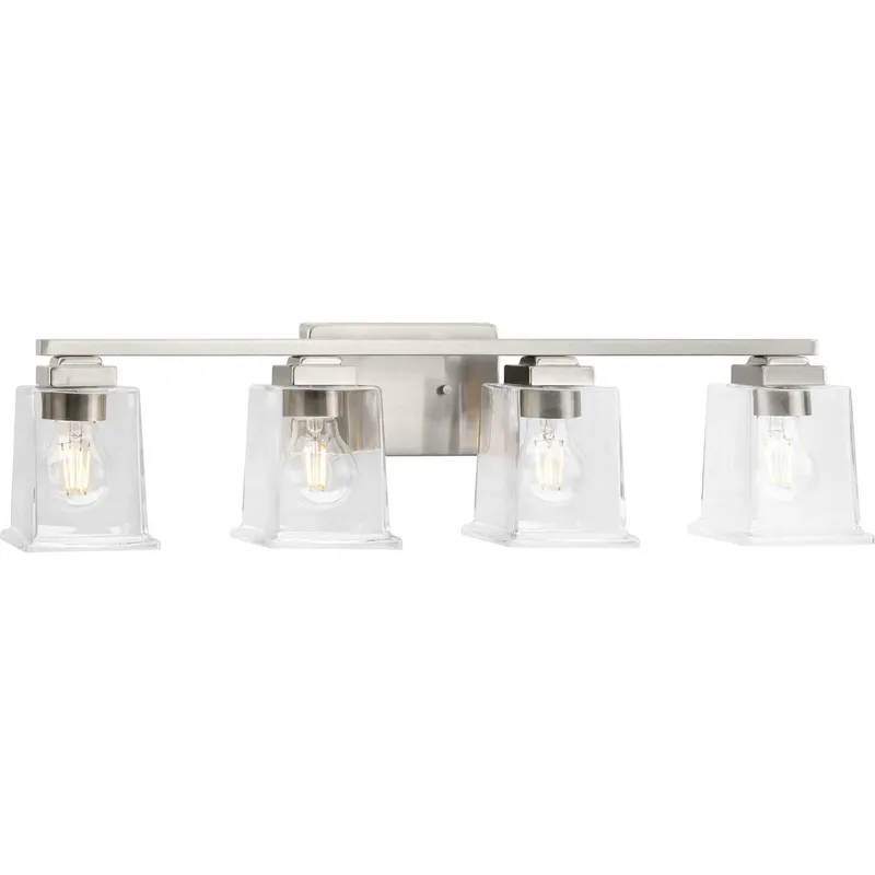 Gilmour Collection Four-Light Clear Glass Bath Vanity Light — Progress Lighting LED Wall Lights  