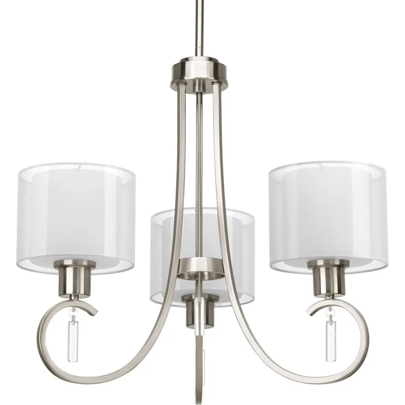 Invite Collection Three-Light White Silk Mylar Shade Chandelier Light — Progress Lighting LED Landscape Lights  
