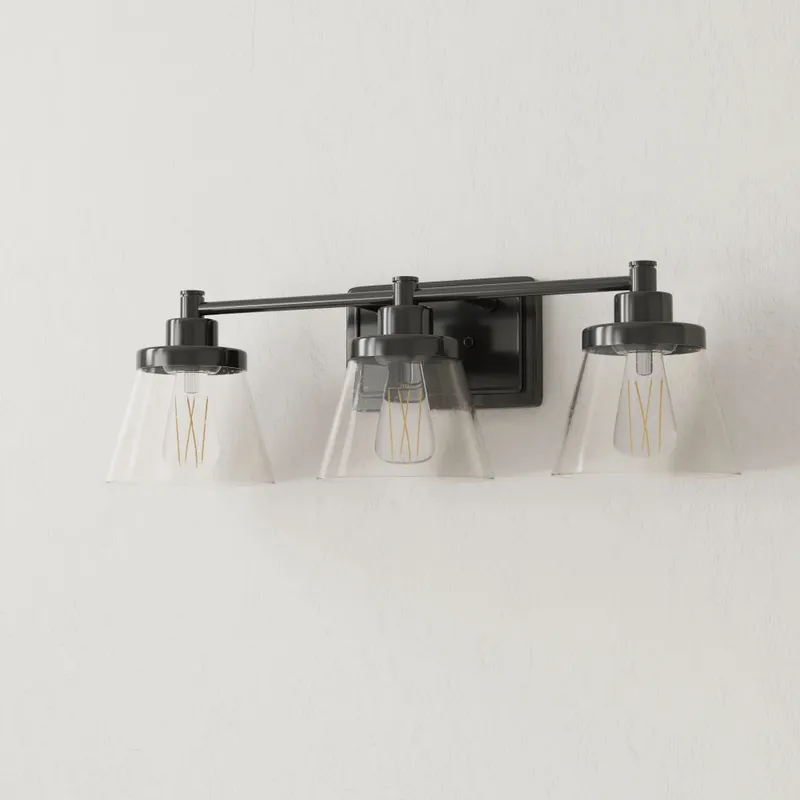 Hinton Collection Three-Light Clear Seeded Glass Bath Vanity Light — Progress Lighting LED Wall Lights  