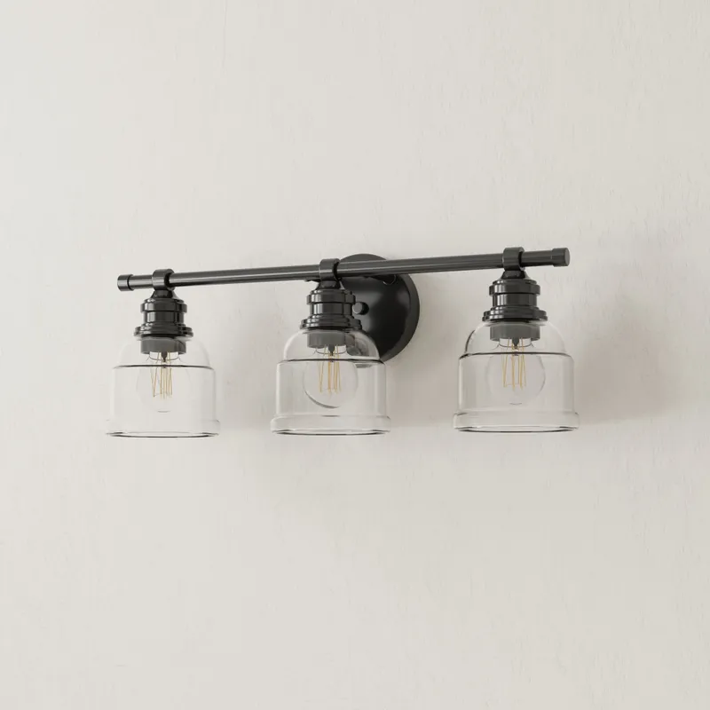 Ambrose Collection Three-Light Clear Glass Bath Vanity Light — Progress Lighting LED Wall Lights  