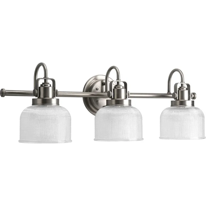 Archie Collection Three-Light Clear Double Prismatic Glass Bath Vanity Light — Progress Lighting LED Wall Lights  