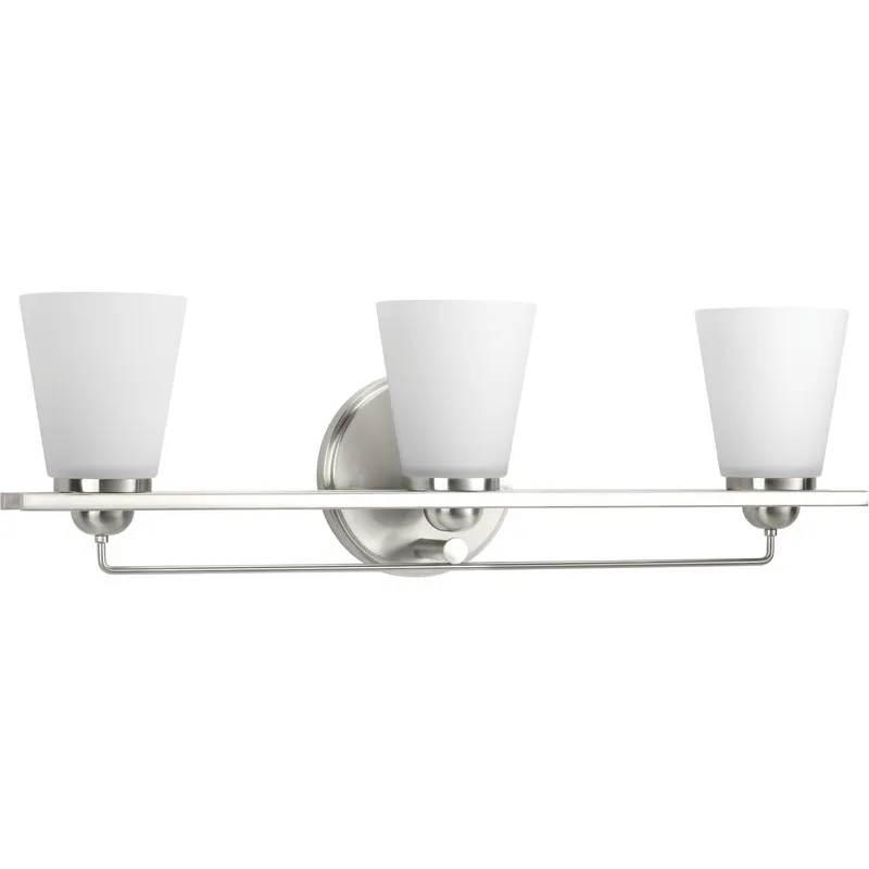 Flight Collection Three-Light Etched Glass Bath Vanity Light — Progress Lighting LED Wall Lights  
