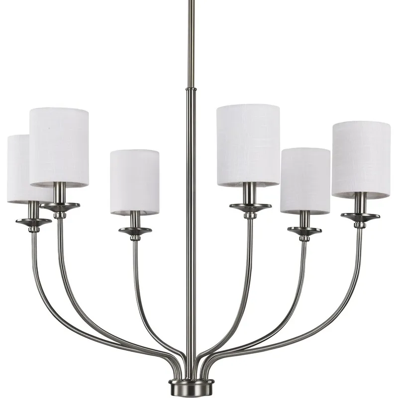 Bonita Collection Six-Light White Linen Fabric Shade Chandelier Light — Progress Lighting LED Landscape Lights  