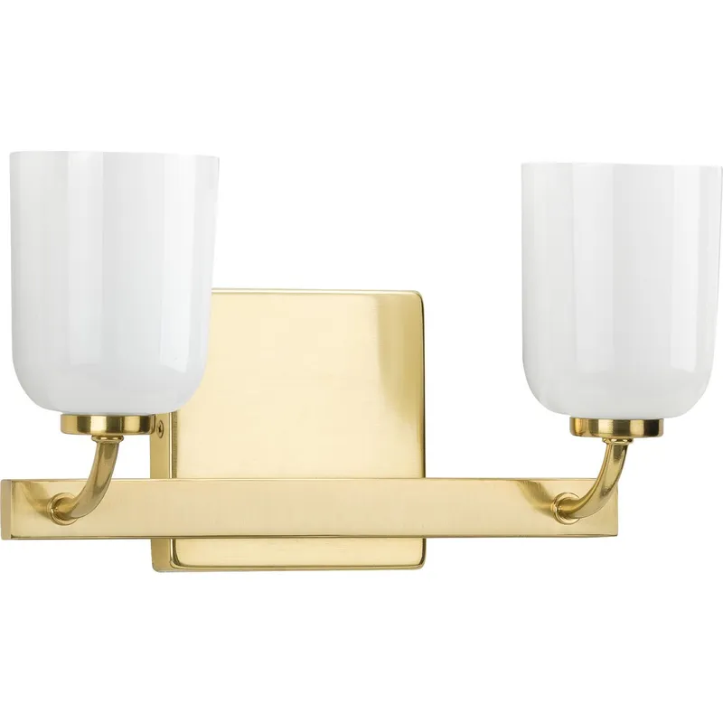 Moore Collection Two-Light White Opal Glass Bath Vanity Light — Progress Lighting LED Wall Lights  