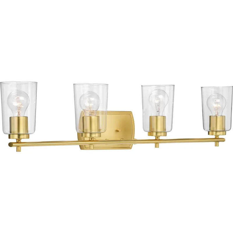 Adley Collection Four-Light Clear Glass Bath Vanity Light — Progress Lighting LED Wall Lights  