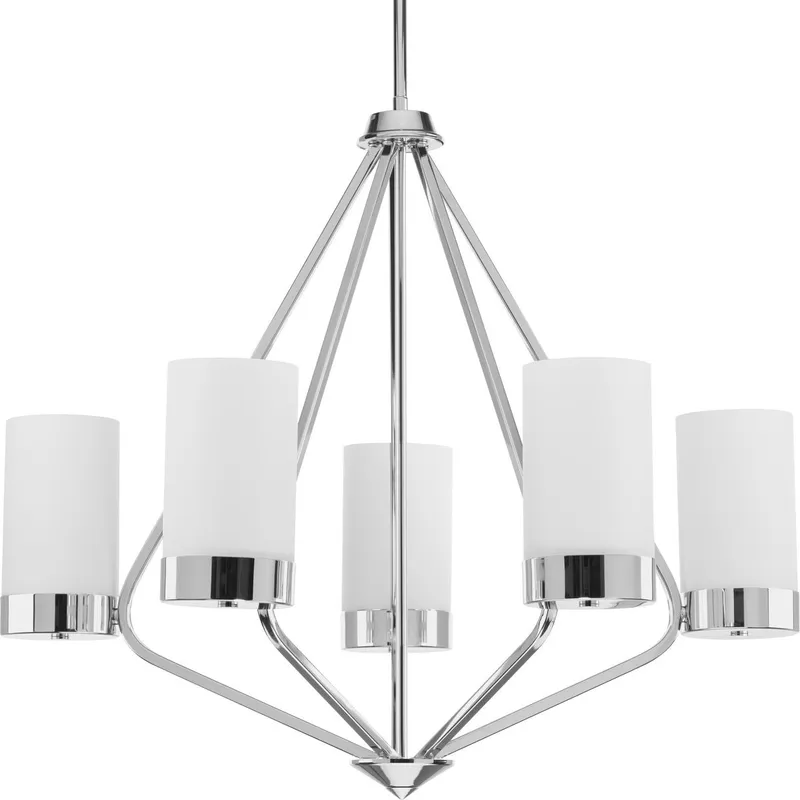 Elevate Collection Five-Light Etched White Glass Chandelier Light — Progress Lighting LED Landscape Lights  