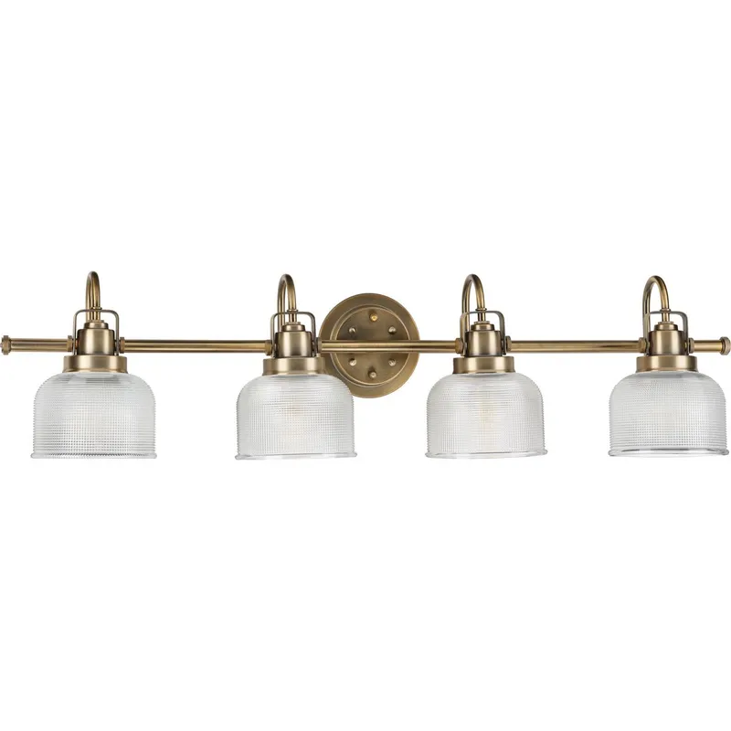 Archie Collection Four-Light Clear Double Prismatic Glass Bath Vanity Light — Progress Lighting LED Wall Lights  