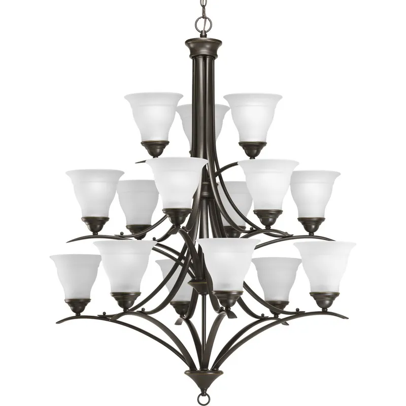 Trinity Collection Fifteen-Light Etched Glass Chandelier Light — Progress Lighting LED Landscape Lights  