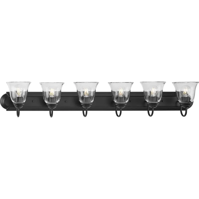 Six-Light Bath Vanity Light with Clear Glass for Bathroom — Progress Lighting LED Wall Lights  
