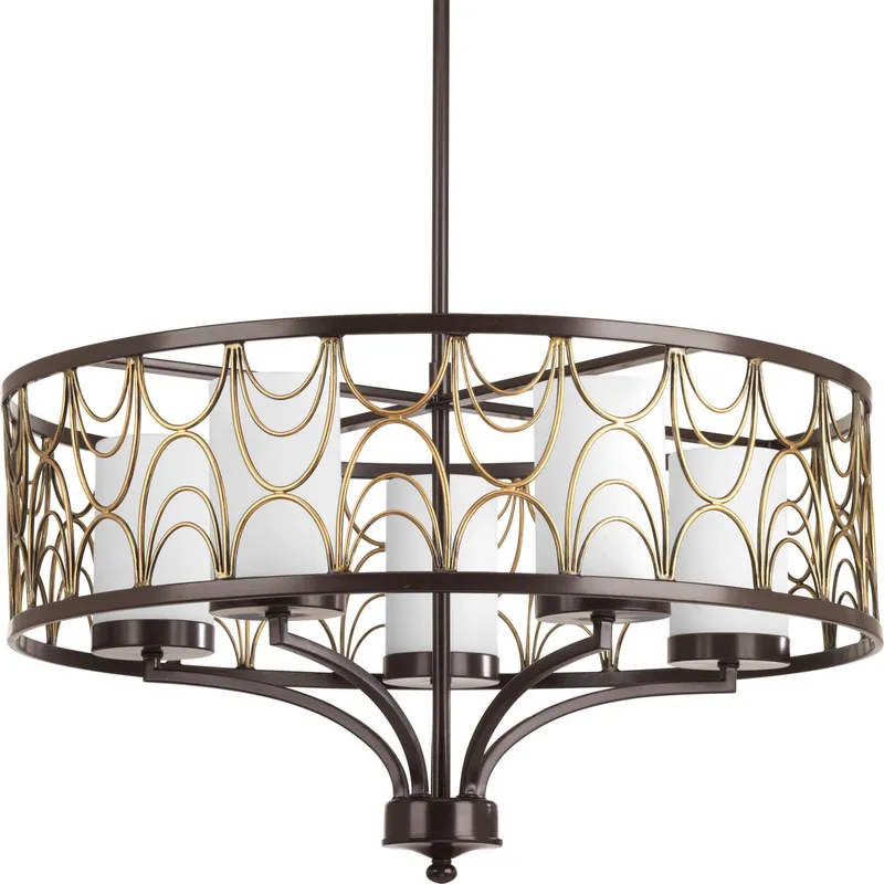 Cirrine Collection Five-Light Etched White Glass Chandelier Light — Progress Lighting LED Landscape Lights  