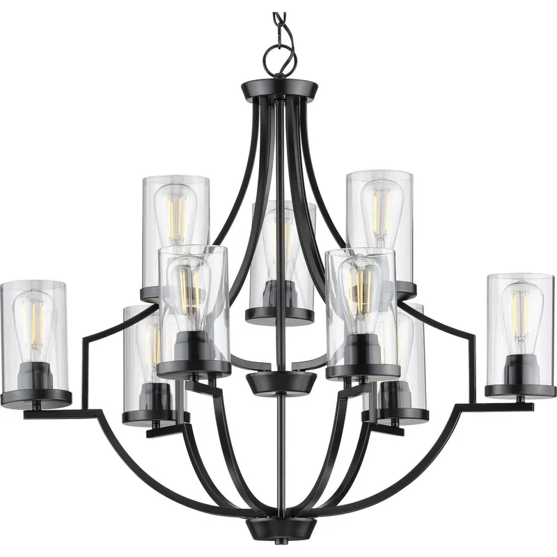 Lassiter Collection Nine-Light Clear Glass Chandelier Light — Progress Lighting LED Landscape Lights  