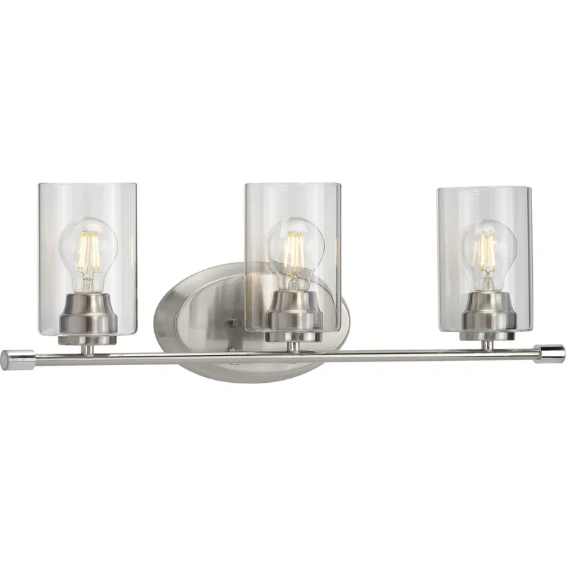 Riley Collection Three-Light Clear Glass Bath Vanity Light — Progress Lighting LED Wall Lights  