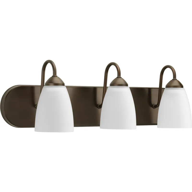 Gather Collection Three-Light Etched Glass Bath Vanity Light — Progress Lighting LED Wall Lights  