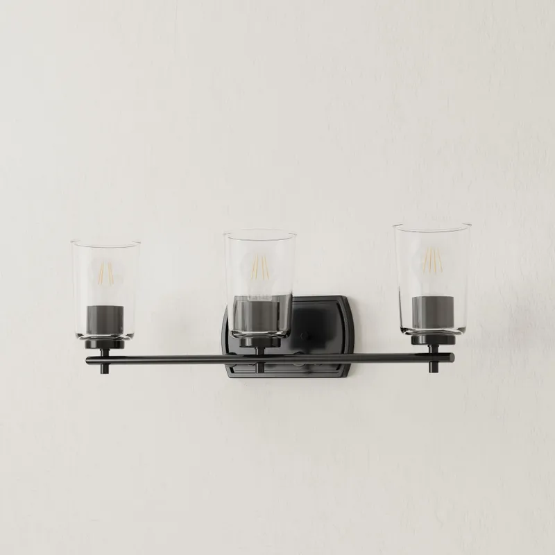 Adley Collection Three-Light Clear Glass Bath Vanity Light — Progress Lighting LED Wall Lights  