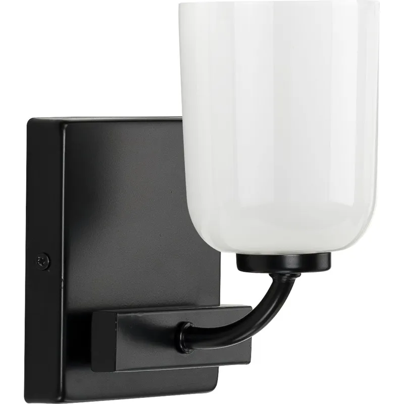 Moore Collection One-Light White Opal Glass Bath Vanity Light — Progress Lighting LED Wall Lights  