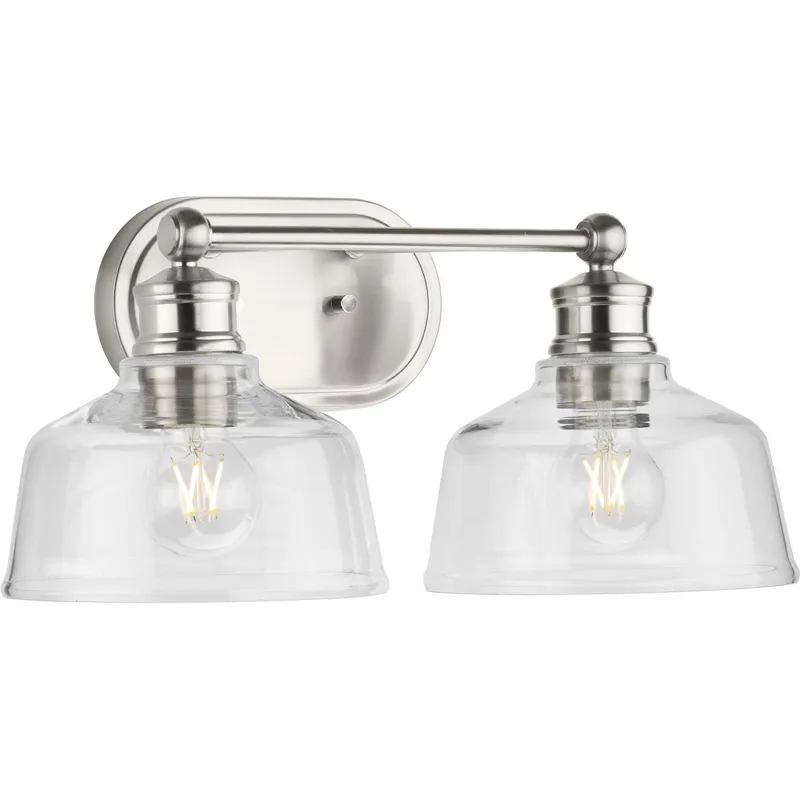 Singleton Collection Two-Light 17" Vanity Light with Clear Glass Shades — Progress Lighting LED Wall Lights  