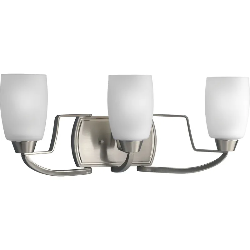 Wisten Collection Three-Light Etched Glass Bath Vanity Light — Progress Lighting LED Wall Lights  