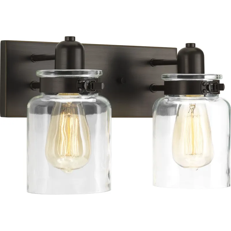 Calhoun Collection Two-Light Clear Glass Bath Vanity Light — Progress Lighting LED Wall Lights  