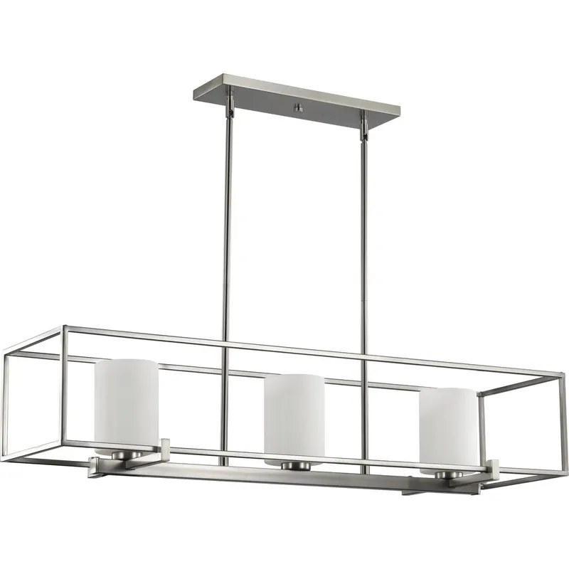 Chadwick Collection Three-Light Etched Opal Glass Linear Chandelier Light — Progress Lighting LED Linear Lights  