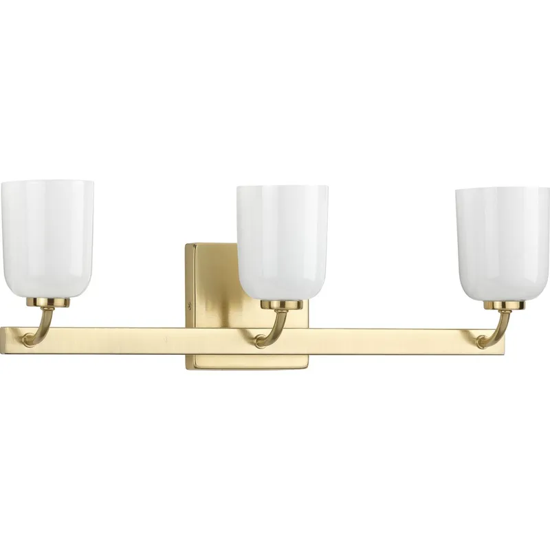 Moore Collection Three-Light White Opal Glass Bath Vanity Light — Progress Lighting LED Wall Lights  