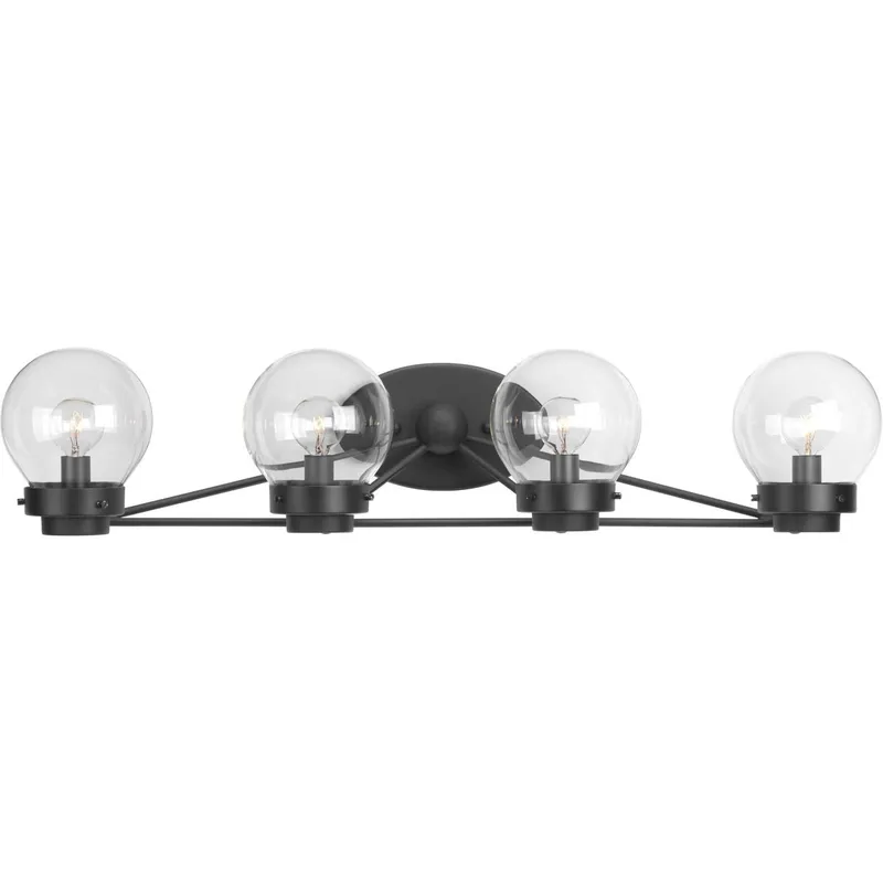Spatial Collection Four-Light Clear Glass Bath Vanity Light — Progress Lighting LED Wall Lights  
