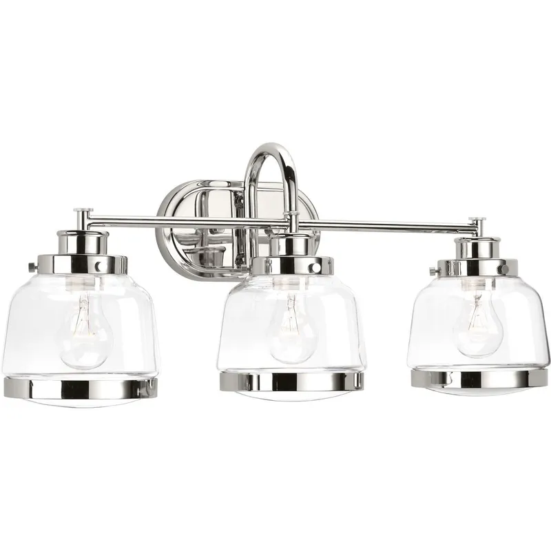 Judson Collection Three-Light Clear Glass Bath Vanity Light — Progress Lighting LED Wall Lights  