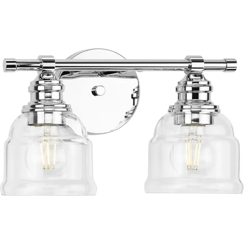 Ambrose Collection Two-Light Clear Glass Bath Vanity Light — Progress Lighting LED Wall Lights  